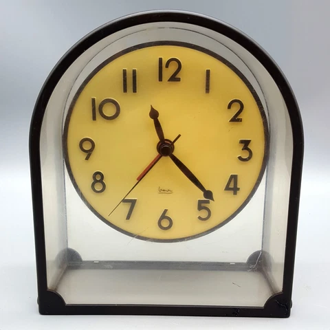 VTG Michael Graves Mantel Desk Alarm Clock, Acrylic w Metal Frame, Works - READ Cover