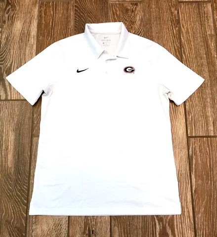 Nike University of Georgia Bulldogs Polo Golf Shirt White Football Medium M Cover