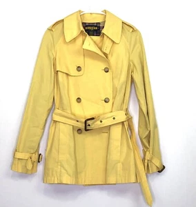 Ralph Lauren Trench Coat Women’s Small Double Breasted Belted Jacket Yellow - Picture 1 of 11