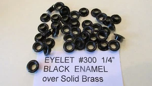 50 Stck. # 300 1/4" SCHWARZ EMAILLIERTE ÖSE MASSIV MESSING USA Oberfläche auf Messing LEDER - Bild 1 von 1