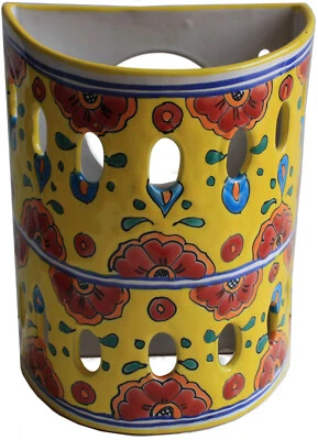 Mexican Handmade Pottery Talavera Wall Lighting Canary Sconce Lamp - Image 1 of 2