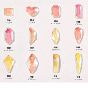 10Pcs Nail Art Glass Diamond Crystal Rhinestones Glitter Gem 3D Flat Back Stones - Picture 1 of 27