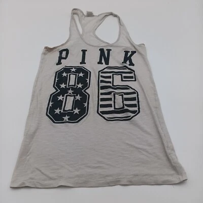 Pink Tank Top Womens Small White Graphic Design - Image 1 of 4
