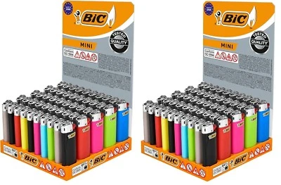 100 ACCENDINI BIC MINI DUE CONFEZIONI ACCENDINO A PIETRINA COLORATI UNIVERSALI - Immagine 1 di 3