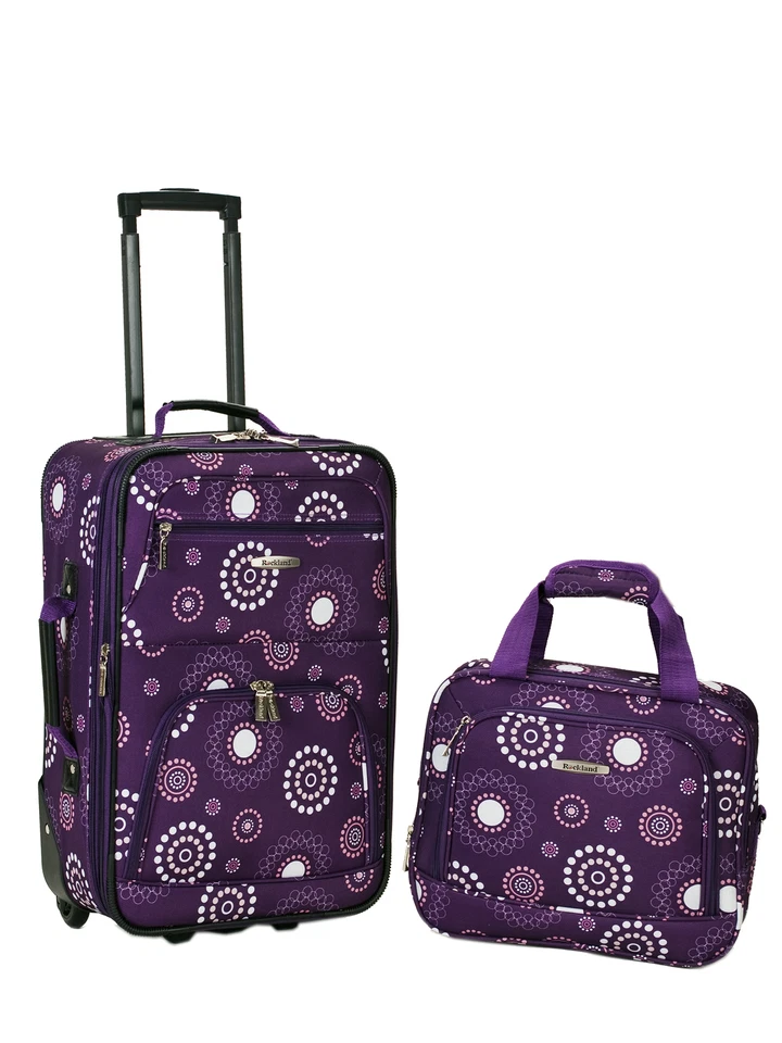 Rockland Rio 2pc Carry on Luggage Set - Purple Pearl