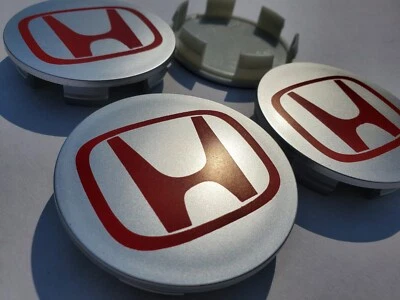 HONDA Set Of 4 Gray-Red Wheel Center Caps 69MM - - Satisfaction Guaranteed - Image 1 of 4