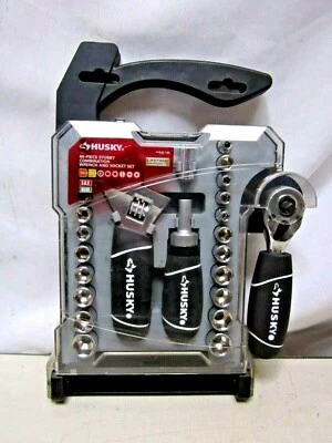 Husky 1/4 in. and 3/8 in. Stubby Ratchet and Socket Set SAE/MM 46 Piece 532-135 - Image 1 of 4