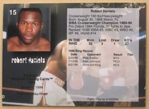 1996 Ringside Boxing Card #15 Robert Daniels 