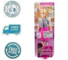 New Barbie Interior Designer Girl Doll Pink Dress Patterned Jacket Blonde Hair