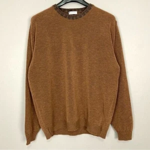 Ferrante Wool Blend Crew-Neck Sweater Men’s Size XL Italian Knit Textured Brown - Picture 1 of 7