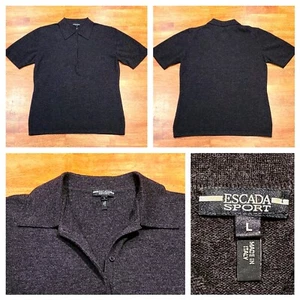 Escada Sport Wool Cashmere Blend Polo Shirt Made In Italy 3-Button Women's Large - Picture 1 of 11