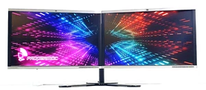 DUAL HP PC Monitor Bundle 44" 2 x 22" DVI VGA DP + New Dual Stand - Picture 1 of 18