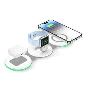 3 in 1 Foldable Fast Wireless Charger for iPhone Apple Watch AirPods, Travel Bag - Picture 1 of 8
