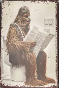 "Letrero de hojalata de baño Chewbacca 8""X12""" - Imagen 1 de 1