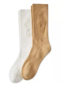 Polo Ralph Lauren Men's 2-Pk. Tonal Pony Player Crew Socks US 10-13 Beige - Picture 1 of 3