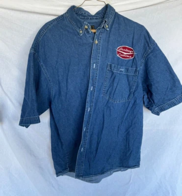 heritage customs denim shirt mens large blue - Image 1 of 4
