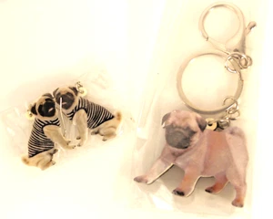 Pendientes colgantes y llavero con gancho para perro Pug - Imagen 1 de 4