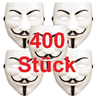 400 Stück Maske V for Vendetta Anonymus Guy Fawkes Maske Halloween Demo - Bild 1 von 2