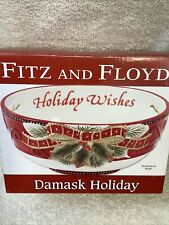 FITZ AND FLOYD DAMASK HOLIDAY SENTIMENT BOWL HOLIDAY WISHES NEW IN BOX
