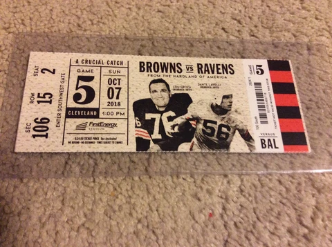 2018 NFL CLEVELAND BROWNS RAVENS FULL TICKET BAKER MAYFIELD 1st HOME WIN FIRST Cover