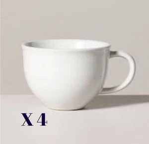Taza de gres de ala acampanada de 15 oz vintage crema - hogar y mano con magnolia juego de 4 - Imagen 1 de 7