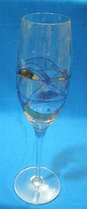 2 Milano Romanian Crystal Stained Glass Champagne Flutes 10" Tall - Picture 1 of 4