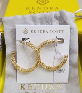Kendra Scott Maggie Small Filigree Hoop Earring Gold NWT - Picture 1 of 10