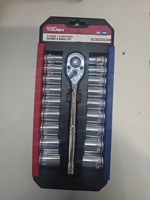 Hyper Tough 43236 21 Piece 1/2 Inch Drive Ratchet & Socket Set Detachable Socket - Image 1 of 2
