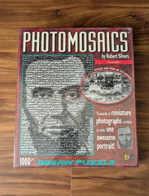 Novo quebra-cabeça Photomosaics Abraham Lincoln Robert Silvers 1000 peças 20,25x28,5 - Imagem 1 de 4
