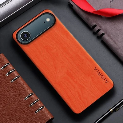 Funda protectora de negocios de grano de madera para iPhone 17 Air 16 14 15 Plus 11 12 13 Pro Max Foto 1 de 4