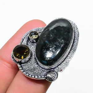 Labradorite, Topaz Gemstone 925 Sterling Silver Gift Jewelry Ring Size 5.5 D816 - Picture 1 of 2
