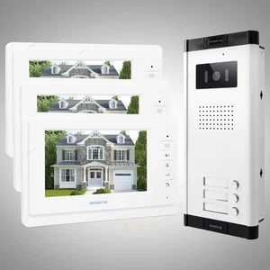 7" Multi Apartment Video Secure Doorbell Intercom+3pcs Monitors for House/Flat - Picture 1 of 7