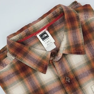 The North Face Button Down Long Sleeve Shirt Men Size XL tan/orange plaid NWOT - Picture 1 of 11