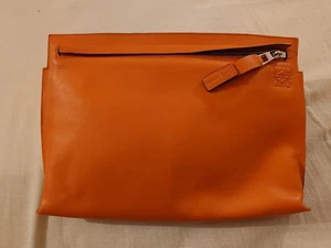 LOEWE Orange T POUCH T Pouch Clutch Bag Leather - Picture 1 of 3