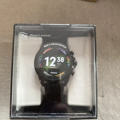Fossil Smartwatch Gen 6 FTW4061 Edelstahlgehäuse mit Silikonarmband in Schwarz   - Bild 1 von 2