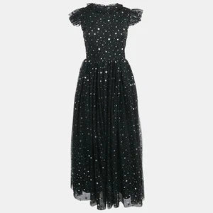 Sonia Rykiel Black Star Print Tulle Ruffled Long Dress 14 Yrs - Picture 1 of 6