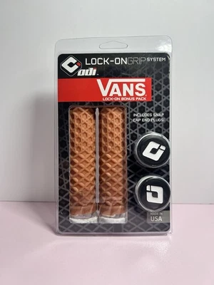 ODI LOCK-ON VANS BMX o MTB bicicleta empuñaduras sin bridas - GOMA con tablero de ajedrez blanco Foto 1 de 2