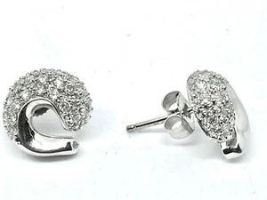 💎 1/3 cttw Diamant Pave Cluster Garnelen Post Ohrringe 18K Weißgold - Bild 1 von 5