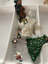 lot of vintage christmas ornaments woodstock hallmark bear precious moments