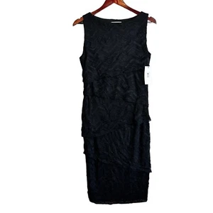 BAILEY 44 Midi Dress Womens Large Black Tiered Lace Cocktail Bodycon Anthro NEW - Picture 1 of 8