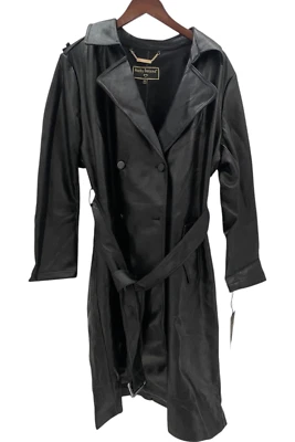 Kathy Ireland Women's Faux Leather Trench Coat Black Metallic - Image 1 of 2