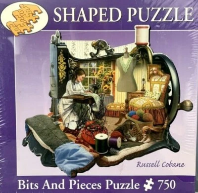 Bits and Pieces Shaped Jigsaw Puzzle; A Stitch in Time, Russell Cobane; 750 pcs - Image 1 of 2