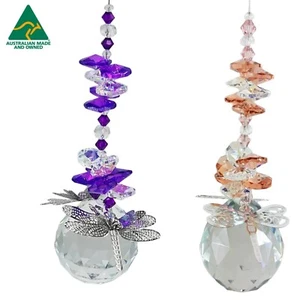 Silver Dragonfly Crystal Suncatcher gift for her, rainbow window suncatchers - Picture 1 of 39