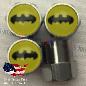 BATMAN Bat Man Rims Logo Valves Stem Caps Chromed Cover Wheels Air Car Tires USA - Picture 1 of 2