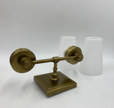 Pottery Barn Pearson Traditional Double Sconce w/ Shade Antq Bronze 12.5"w #4829 - Image 1 of 4