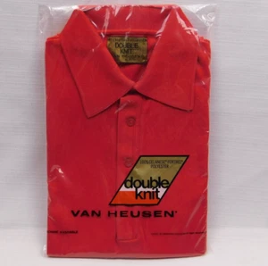 Van Heusen Vtg NOS Double Knit Short Sleeve Polo Shirt Small 100% Polyester Red - Picture 1 of 11