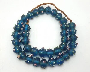 Collana 24" Antica Perline Vetro Multiocchio Stratificato Veneziano 15 mm #CP363 - Foto 1 di 5