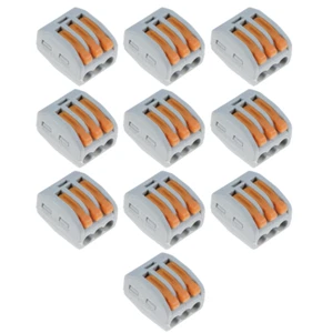 Wago type 222-413 3-way Electrical Lever Connectors Wire Terminal Block 10 pack - Picture 1 of 6