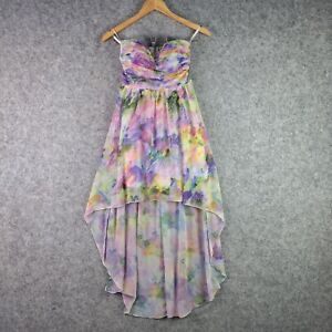 Dotti Dress Womens 8 Multicoloured Floral Strapless Short Front Long Back 5529