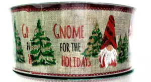 Gnome For the Holidays Christmas Ribbon 2-1/2" X 50Yds Set of 2 Wired New Sealed - Picture 1 of 9